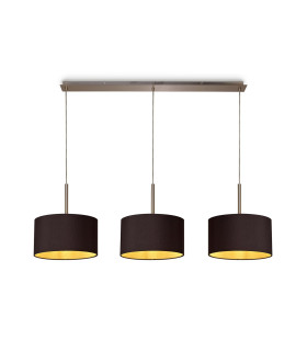 Baymont Satin Nickel 3 Light E27 Linear Pendant With 30cm x 17cm Dual Faux Silk Shade Midnight Black/Green Olive-1