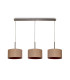 Baymont Satin Nickel 3 Light E27 Linear Pendant With 30cm x 17cm Dual Faux Silk Shade Antique Gold/Ruby-4