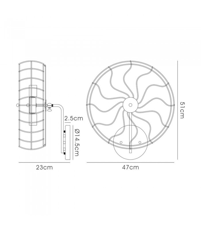 Cage Wall Lamp 5 Light E27 Black - 3