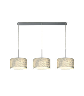 Baymont Polished Chrome 3 Light E27 Linear Pendant With 30cm x 17cm Silver Leaf Shade 3m-1