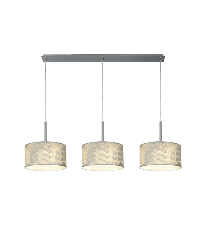 Baymont Polished Chrome 3 Light E27 Linear Pendant With 30cm x 17cm Silver Leaf Shade 3m-1