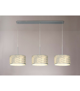 Baymont Polished Chrome 3 Light E27 Linear Pendant With 30cm x 17cm Silver Leaf Shade 3m-2