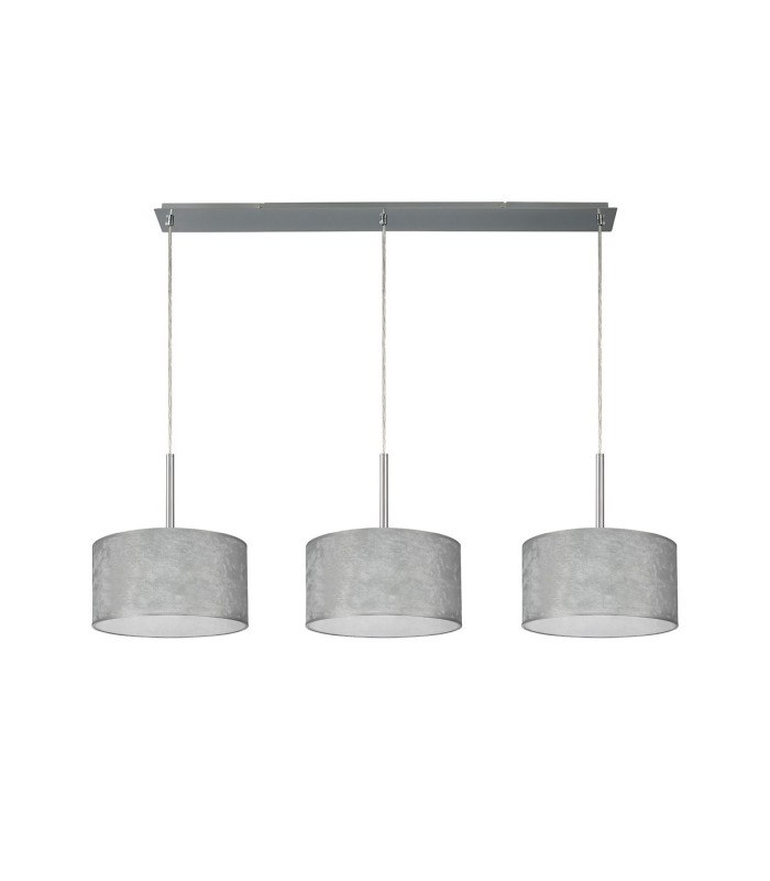 Baymont Polished Chrome 3 Light E27 Linear Pendant With 30cm x 17cm Silver Leaf Shade 3m-4