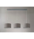 Baymont Satin Nickel 3 Light E27 Linear Pendant With 30cm x 17cm Faux Silk Shade Grey/White Laminate-11