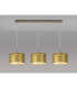 Baymont Antique Brass 3 Light E27 Linear Pendant With 30cm x 17cm Gold Leaf Shade 3m-2