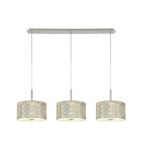 Baymont Polished Chrome 3 Light E27 Linear Pendant With 30cm x 17cm Silver Leaf Shade 3m-1