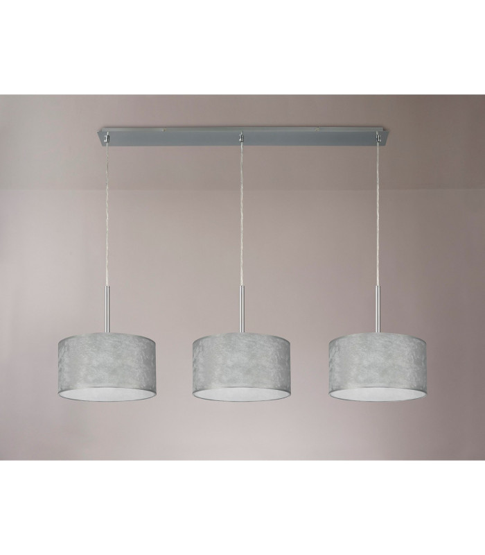 Baymont Polished Chrome 3 Light E27 Linear Pendant With 30cm x 17cm Silver Leaf Shade 3m-11