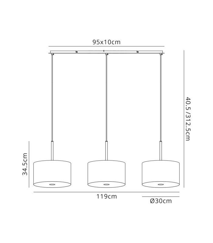 Baymont Polished Chrome 3 Light E27 Linear Pendant With 30cm x 17cm Silver Leaf Shade 3m-3