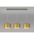 Baymont Antique Brass 3 Light E27 Linear Pendant With 30cm x 17cm Gold Leaf Shade 3m-2
