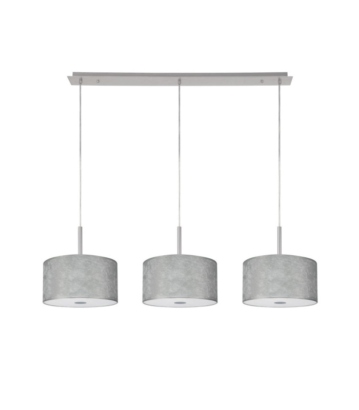Baymont Polished Chrome 3 Light E27 Linear Pendant With 30cm x 17cm Silver Leaf Shade 3m-4