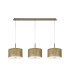 Baymont Antique Brass 3 Light E27 Linear Pendant With 30cm x 17cm Gold Leaf Shade 3m-4