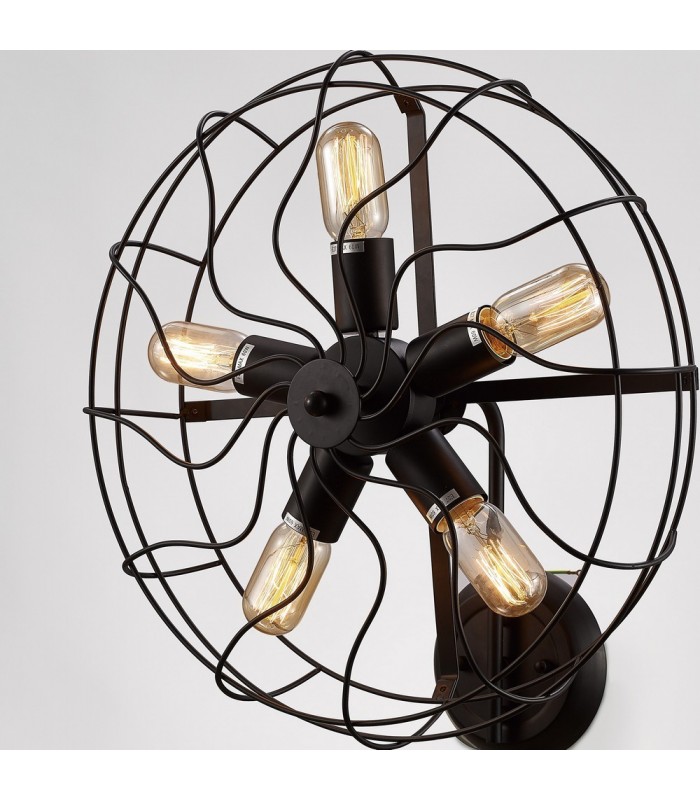 Cage Wall Lamp 5 Light E27 Black - 9