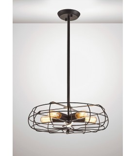 Semi Flush Ceiling Cage 5 Light E27 Black - 2