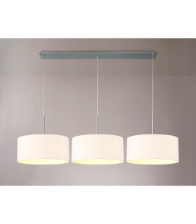 Baymont Polished Chrome 3 Light E27 Linear Pendant With 40cm x 18cm Dual Faux Silk Shade Nude Beige/Moonlight-2