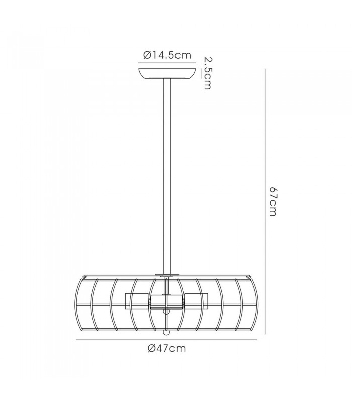 Semi Flush Ceiling Cage 5 Light E27 Black - 3