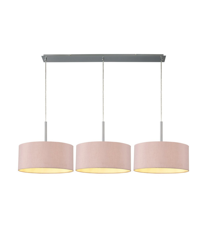 Baymont Polished Chrome 3 Light E27 Linear Pendant With 40cm x 18cm Dual Faux Silk Shade Taupe/Halo Gold-1