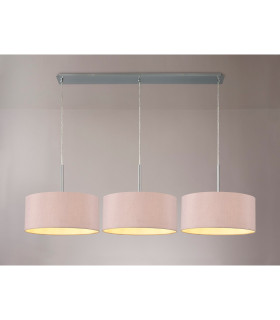 Baymont Polished Chrome 3 Light E27 Linear Pendant With 40cm x 18cm Dual Faux Silk Shade Taupe/Halo Gold-2
