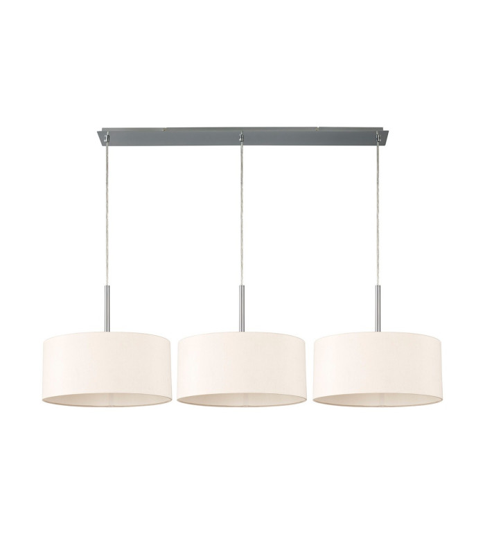 Baymont Polished Chrome 3 Light E27 Linear Pendant With 40cm x 18cm Dual Faux Silk Shade Nude Beige/Moonlight-4