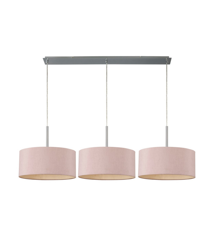 Baymont Polished Chrome 3 Light E27 Linear Pendant With 40cm x 18cm Dual Faux Silk Shade Taupe/Halo Gold-4
