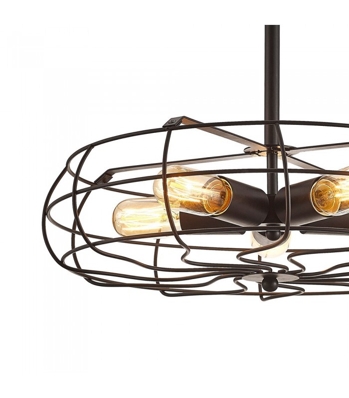 Semi Flush Ceiling Cage 5 Light E27 Black - 6