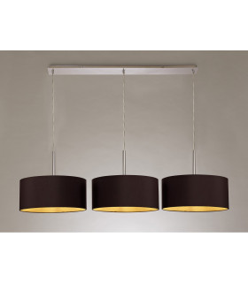 Baymont Polished Chrome 3 Light E27 Linear Pendant With 40cm x 18cm Dual Faux Silk Shade Midnight Black/Green Olive-2