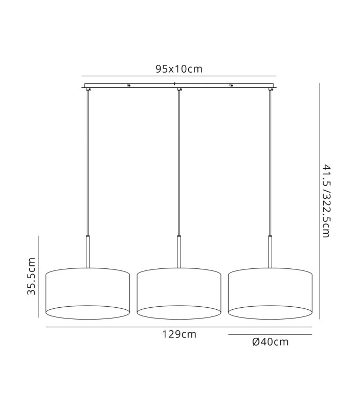 Baymont Polished Chrome 3 Light E27 Linear Pendant With 40cm x 18cm Dual Faux Silk Shade Midnight Black/Green Olive-3