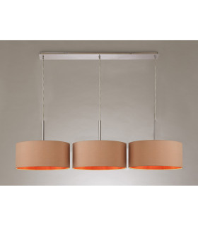 Baymont Polished Chrome 3 Light E27 Linear Pendant With 40cm x 18cm Dual Faux Silk Shade Antique Gold/Ruby-2