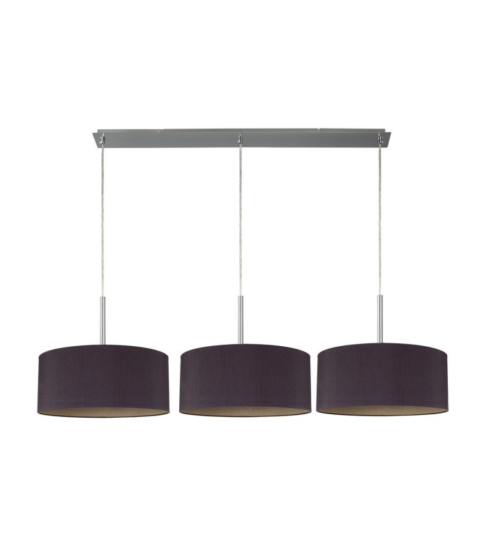 Baymont Polished Chrome 3 Light E27 Linear Pendant With 40cm x 18cm Dual Faux Silk Shade Midnight Black/Green Olive-4