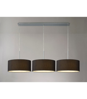 Baymont Polished Chrome 3 Light E27 Linear Pendant With 40cm x 18cm Faux Silk Shade Black/White Laminate-2