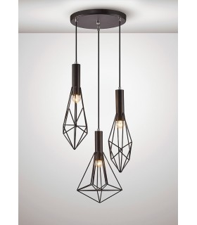 Ceiling Cluster Pendant Cluster Cage 3 Light E27 Black - 2
