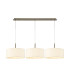 Baymont Antique Brass 3 Light E27 Linear Pendant With 40cm x 18cm Faux Silk Shade Ivory Pearl/White Laminate-1