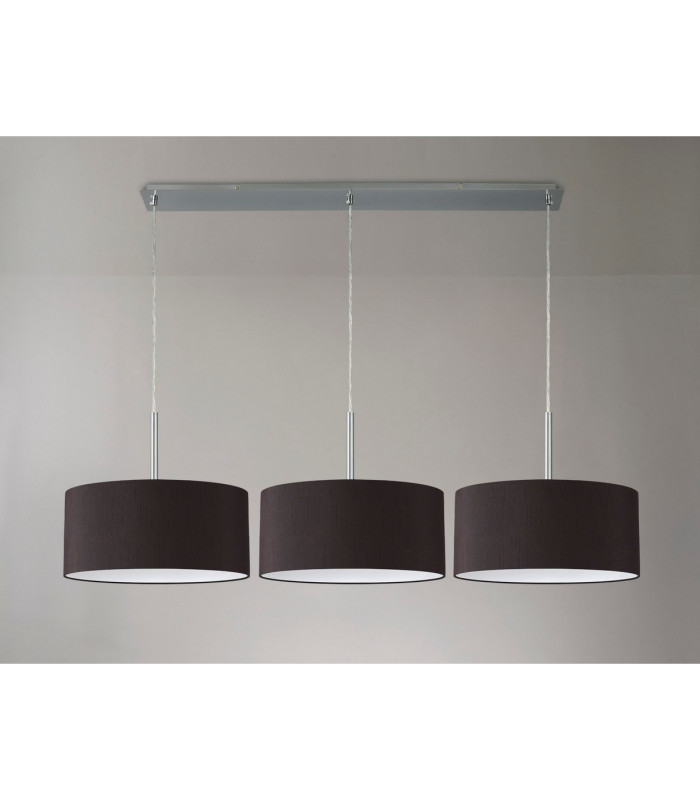 Baymont Polished Chrome 3 Light E27 Linear Pendant With 40cm x 18cm Faux Silk Shade Black/White Laminate-11