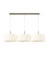 Baymont Antique Brass 3 Light E27 Linear Pendant With 40cm x 18cm Faux Silk Shade Ivory Pearl/White Laminate-4