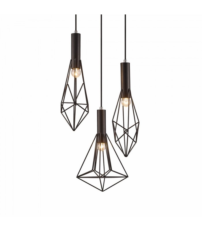 Ceiling Cluster Pendant Cluster Cage 3 Light E27 Black - 4