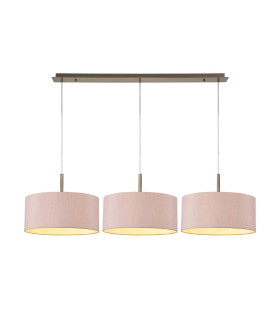 Baymont Antique Brass 3 Light E27 Linear Pendant With 40cm x 18cm Dual Faux Silk Shade Taupe/Halo Gold-1