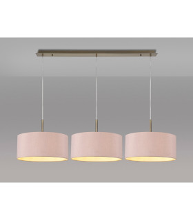 Baymont Antique Brass 3 Light E27 Linear Pendant With 40cm x 18cm Dual Faux Silk Shade Taupe/Halo Gold-2