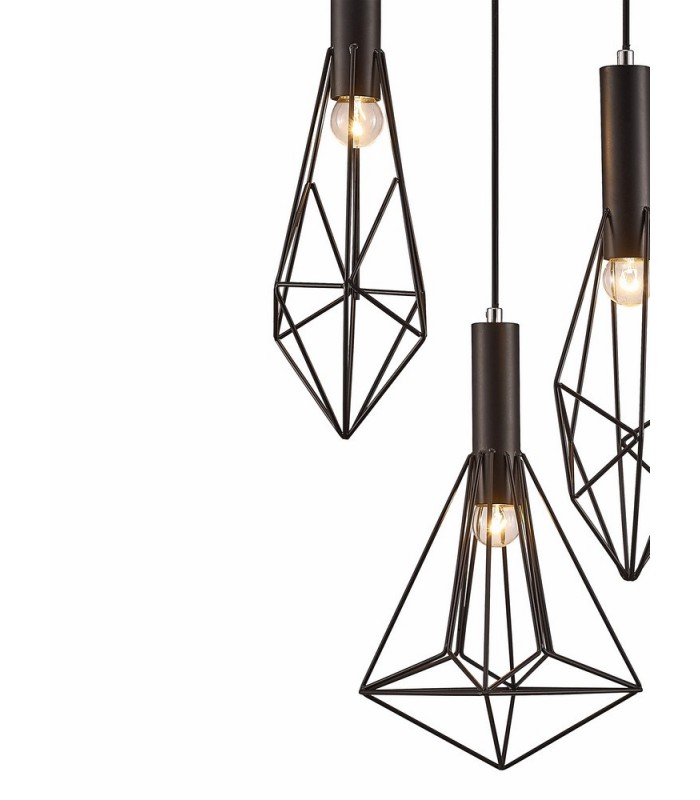 Ceiling Cluster Pendant Cluster Cage 3 Light E27 Black - 5