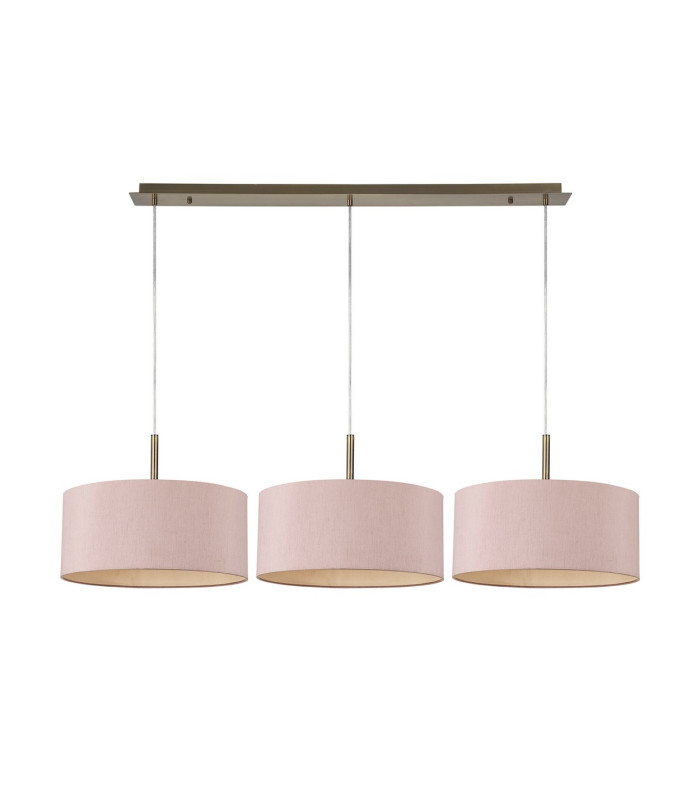 Baymont Antique Brass 3 Light E27 Linear Pendant With 40cm x 18cm Dual Faux Silk Shade Taupe/Halo Gold-4