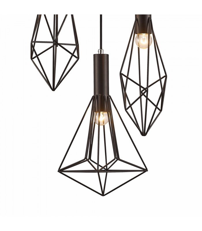 Ceiling Cluster Pendant Cluster Cage 3 Light E27 Black - 6