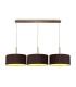 Baymont Antique Brass 3 Light E27 Linear Pendant With 40cm x 18cm Dual Faux Silk Shade Midnight Black/Green Olive-1