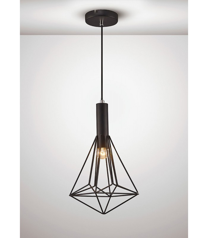 Cage Ceiling Pendant 1 Light E27 Black - 2