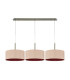 Baymont Antique Brass 3 Light E27 Linear Pendant With 40cm x 18cm Dual Faux Silk Shade Antique Gold/Ruby-4