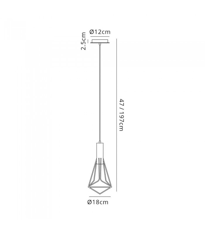 Cage Ceiling Pendant 1 Light E27 Black - 3