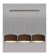 Baymont Antique Brass 3 Light E27 Linear Pendant With 40cm x 18cm Faux Silk Shade Black/White Laminate-2