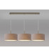 Baymont Antique Brass 3 Light E27 Linear Pendant With 40cm x 18cm Faux Silk Shade Grey/White Laminate-2