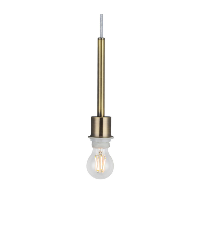 Baymont Antique Brass 3 Light E27 Linear Pendant With 40cm x 18cm Faux Silk Shade Black/White Laminate-5