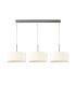 Baymont Satin Nickel 3 Light E27 Linear Pendant With 40cm x 18cm Faux Silk Shade Ivory Pearl/White Laminate-4