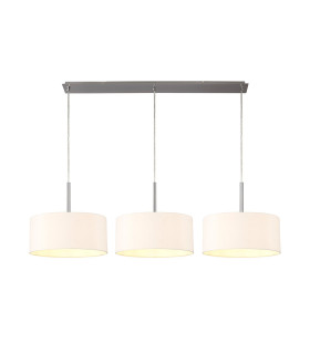 Baymont Satin Nickel 3 Light E27 Linear Pendant With 40cm x 18cm Dual Faux Silk Shade Nude Beige/Moonlight-1