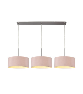 Baymont Satin Nickel 3 Light E27 Linear Pendant With 40cm x 18cm Dual Faux Silk Shade Taupe/Halo Gold-1