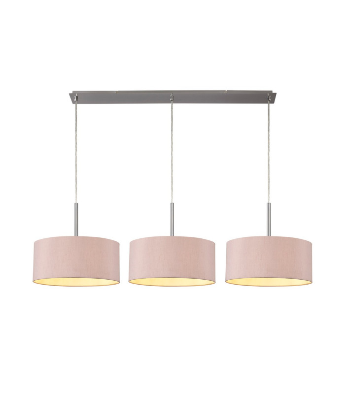 Baymont Satin Nickel 3 Light E27 Linear Pendant With 40cm x 18cm Dual Faux Silk Shade Taupe/Halo Gold-1